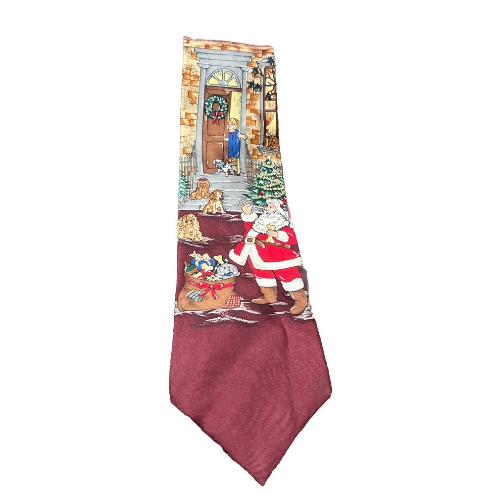 Christmas Tie 100% imported silk American Traditions Made In USA‎  Santa Claus